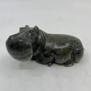 Handmade Serpentine Stone Hippo Sculpture